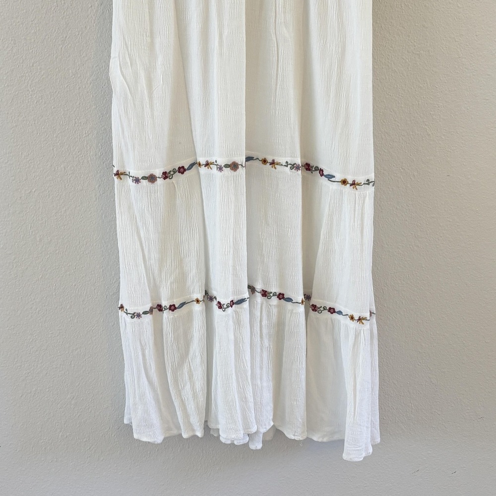 Baltic Born Santa Fe Dress Womens L White Embroidered Smocked Boho Peasant - Picture 5 of 11
